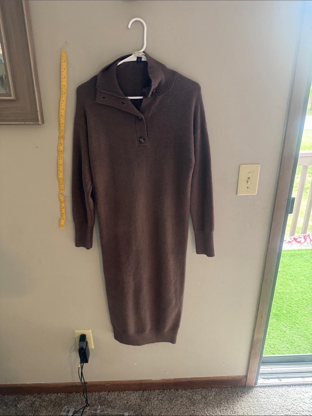 Universal Thread Brown Knit Button-Front Midi Sweater Dress